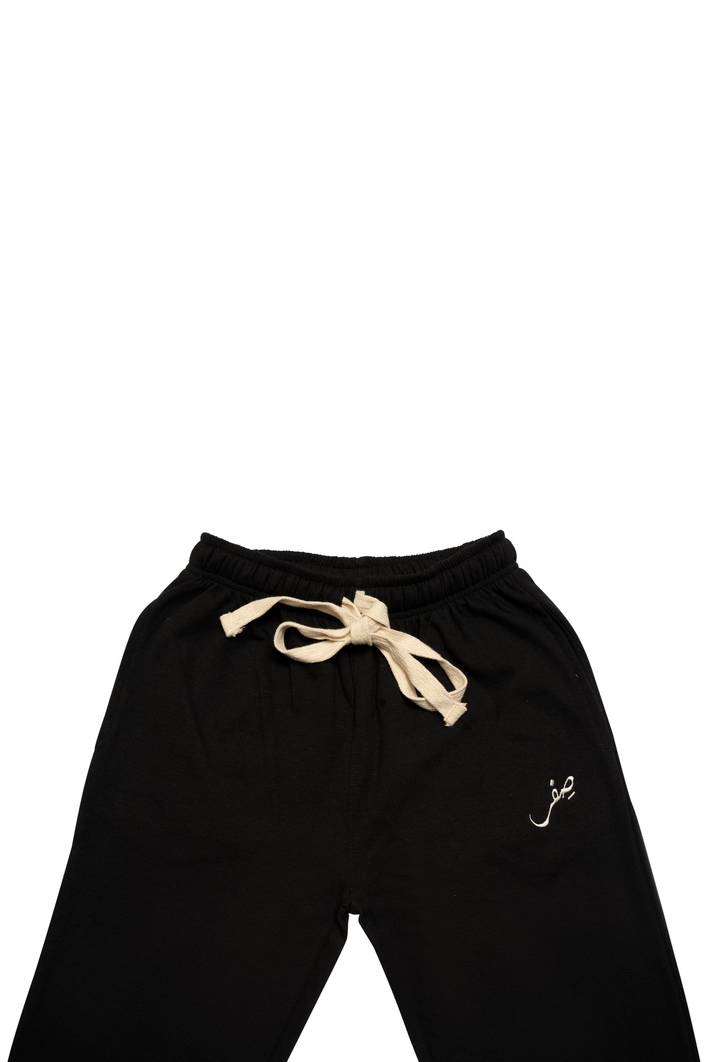 BLACK INTERLOCK COTTON SWEATPANTS