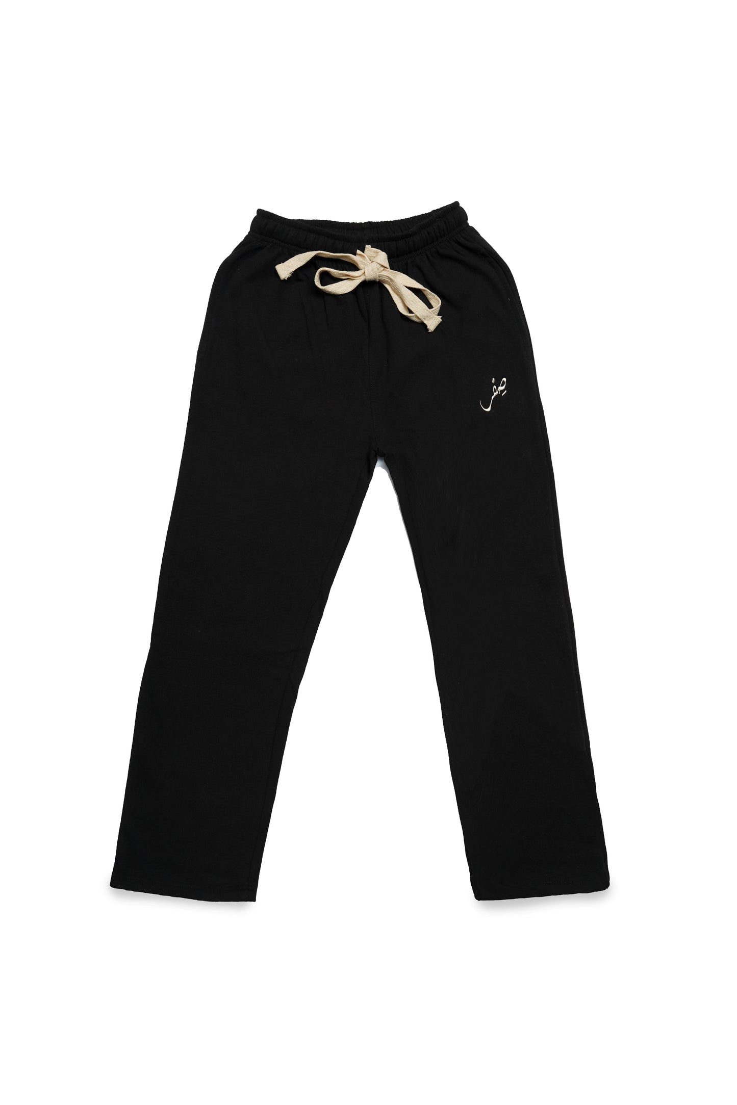 BLACK INTERLOCK COTTON SWEATPANTS