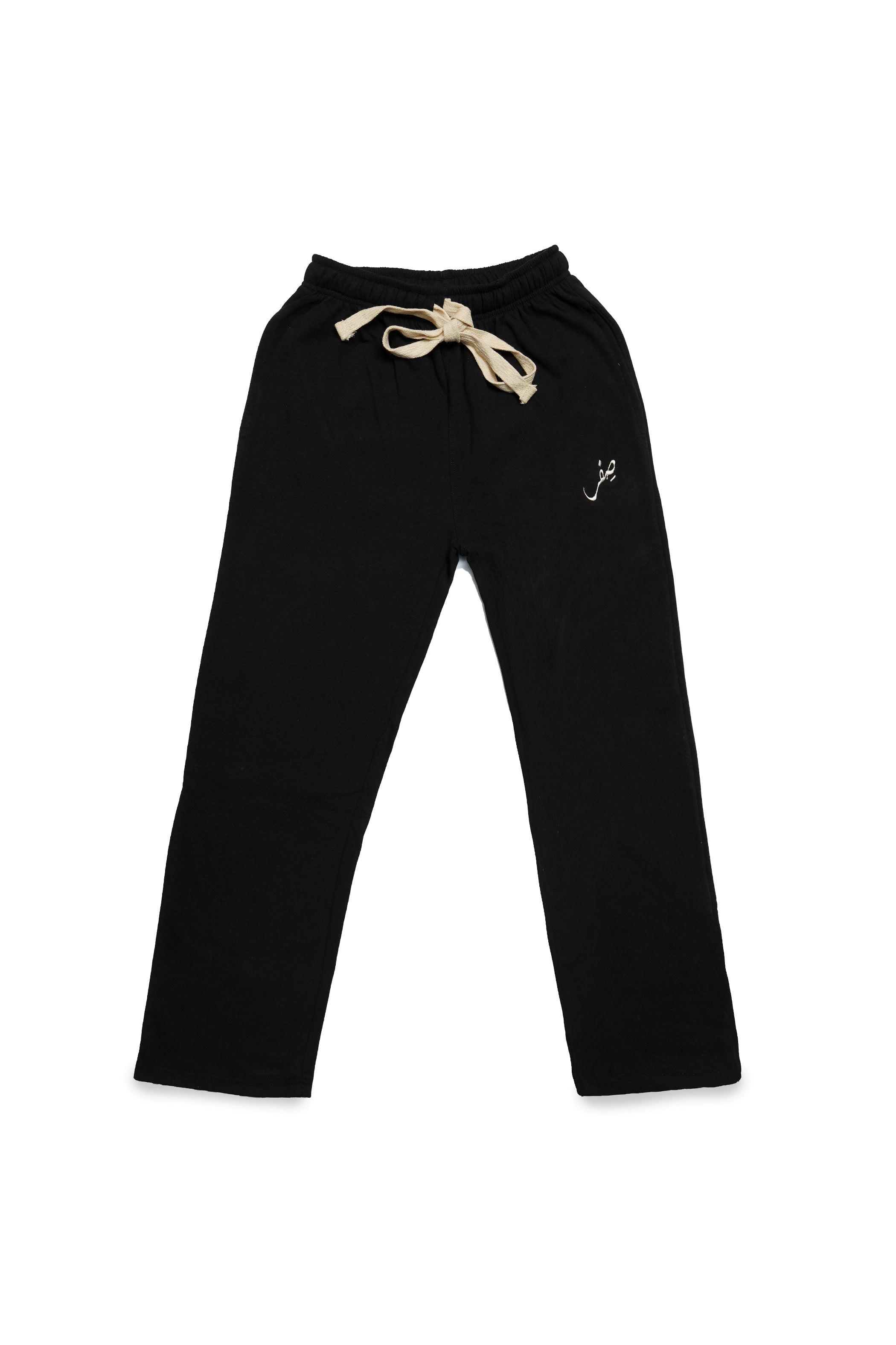 BLACK INTERLOCK COTTON SWEATPANTS