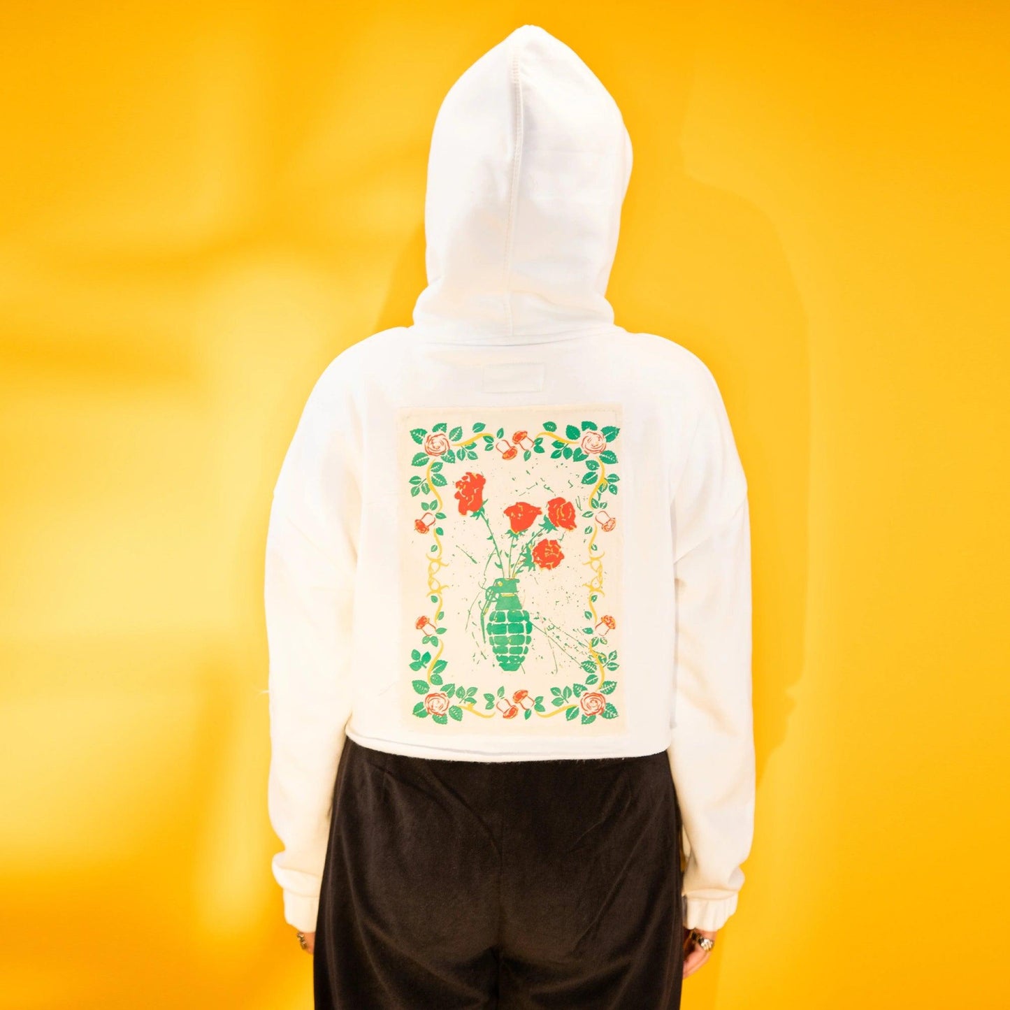 “BEAUTY AND DESTRUCTION” Milky White Cropped Hoodie - SIFAR