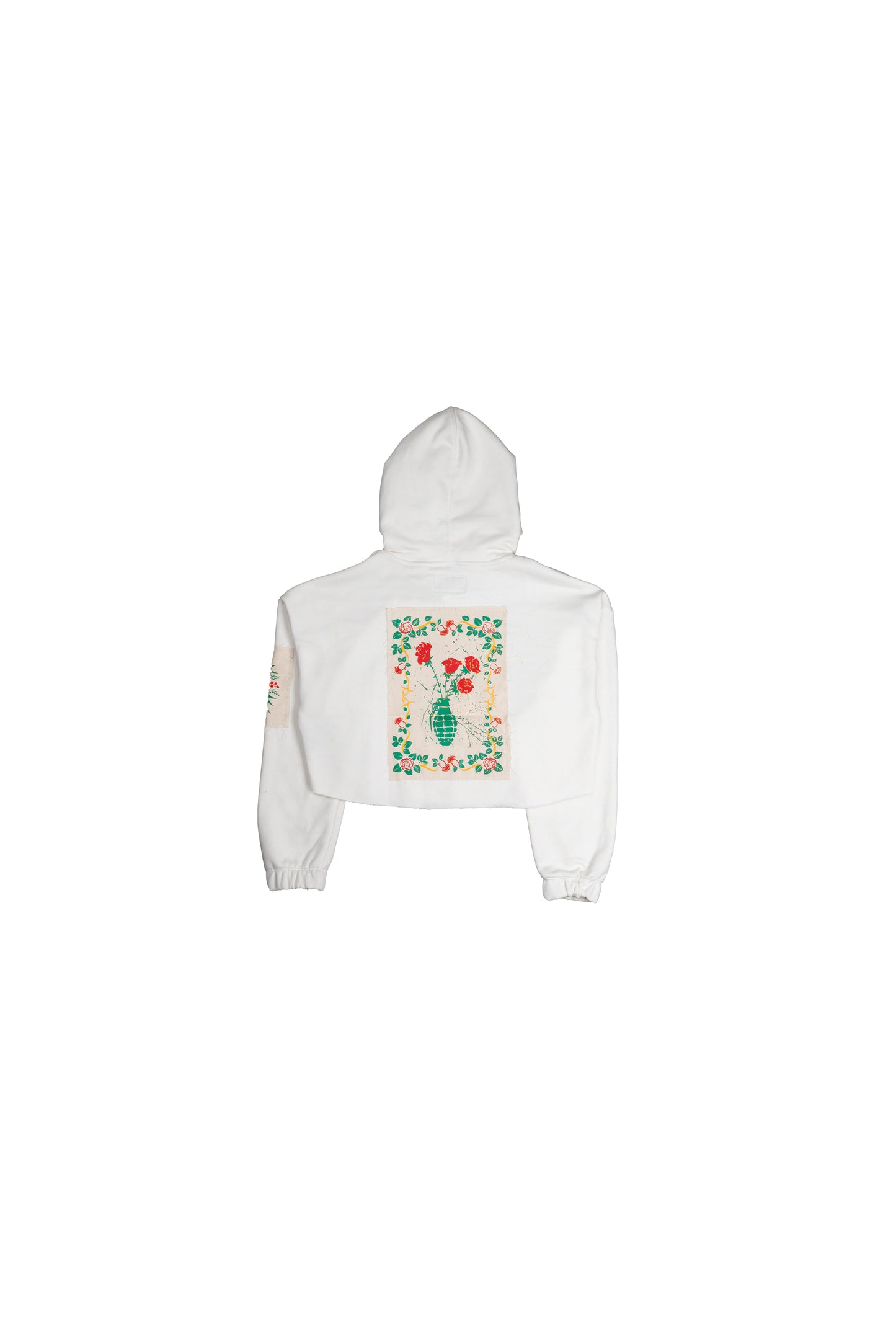 “BEAUTY AND DESTRUCTION” MILKY WHITE CROPPED HOODIE