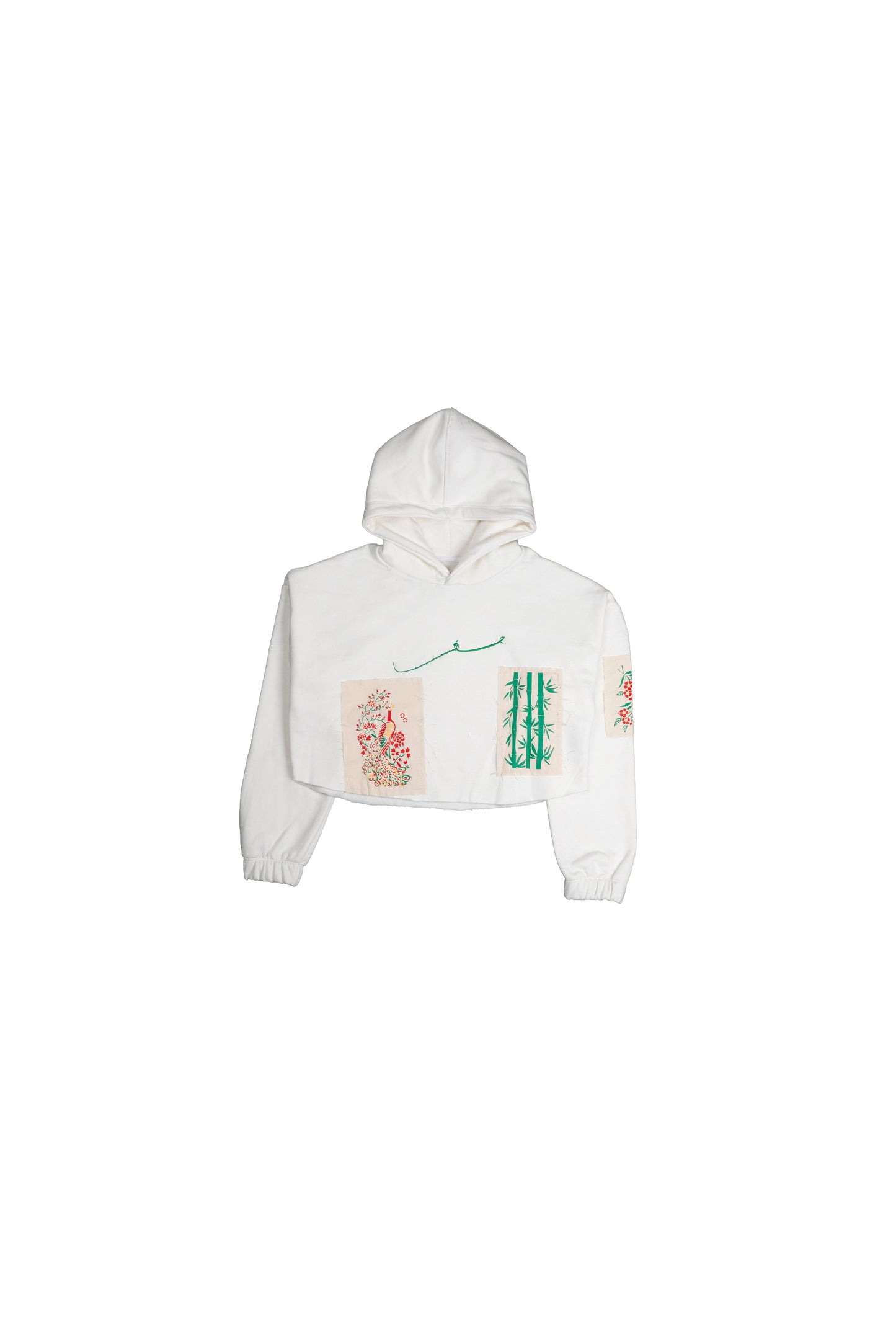 “BEAUTY AND DESTRUCTION” MILKY WHITE CROPPED HOODIE