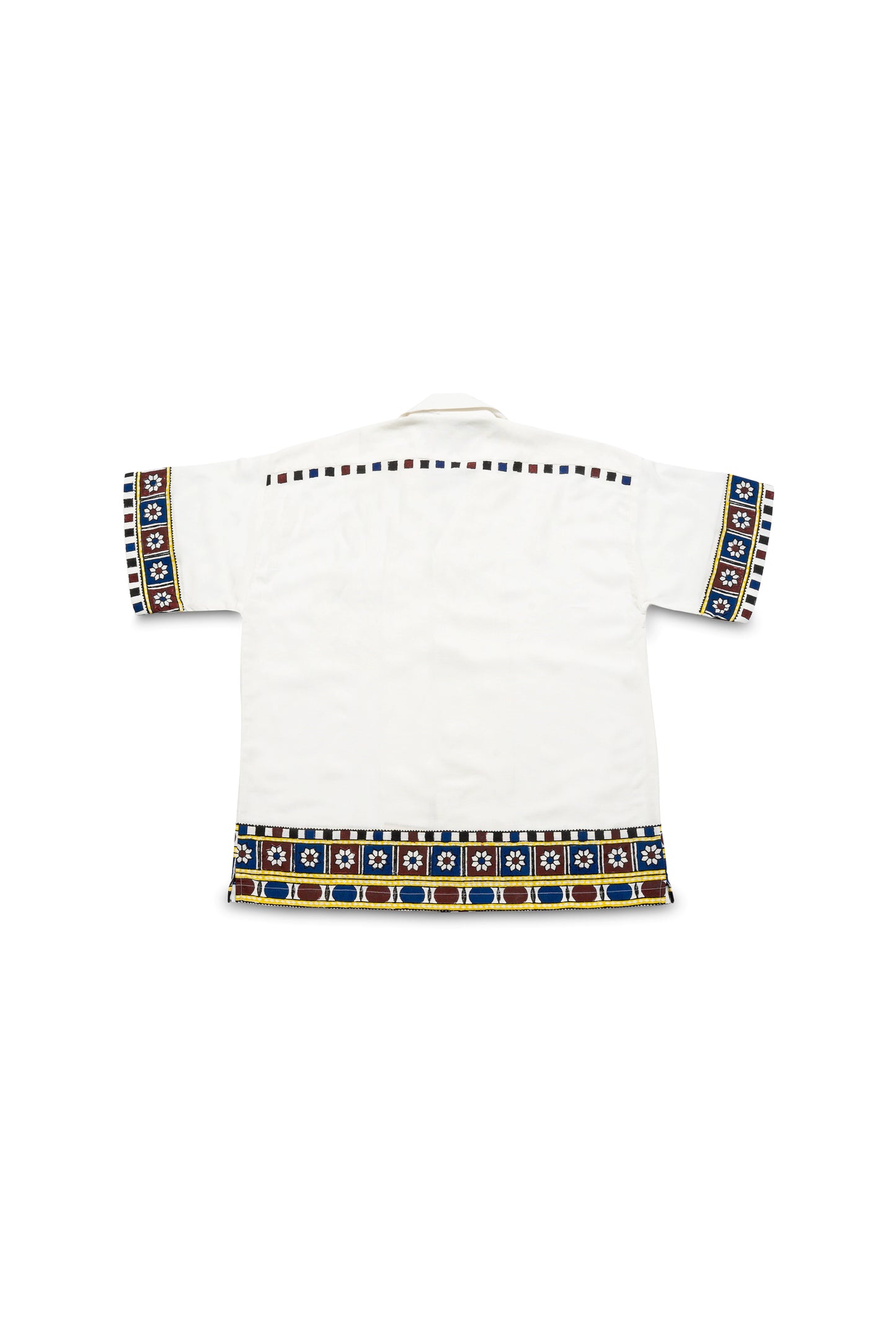 TEXTURED OFF-WHITE BLOCK PRINTED CUBAN SHIRT