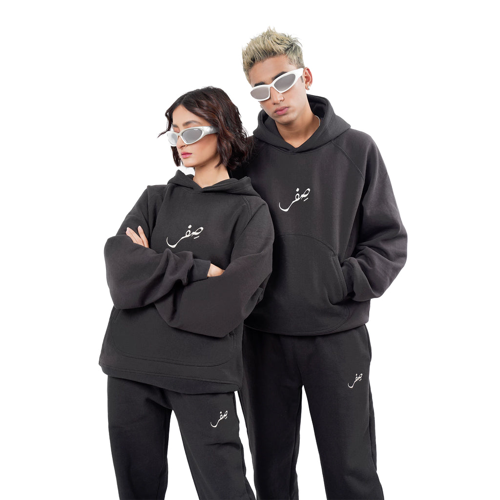 BLACK RAGLAN HOODIE