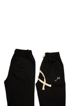 BLACK INTERLOCK COTTON SWEATPANTS