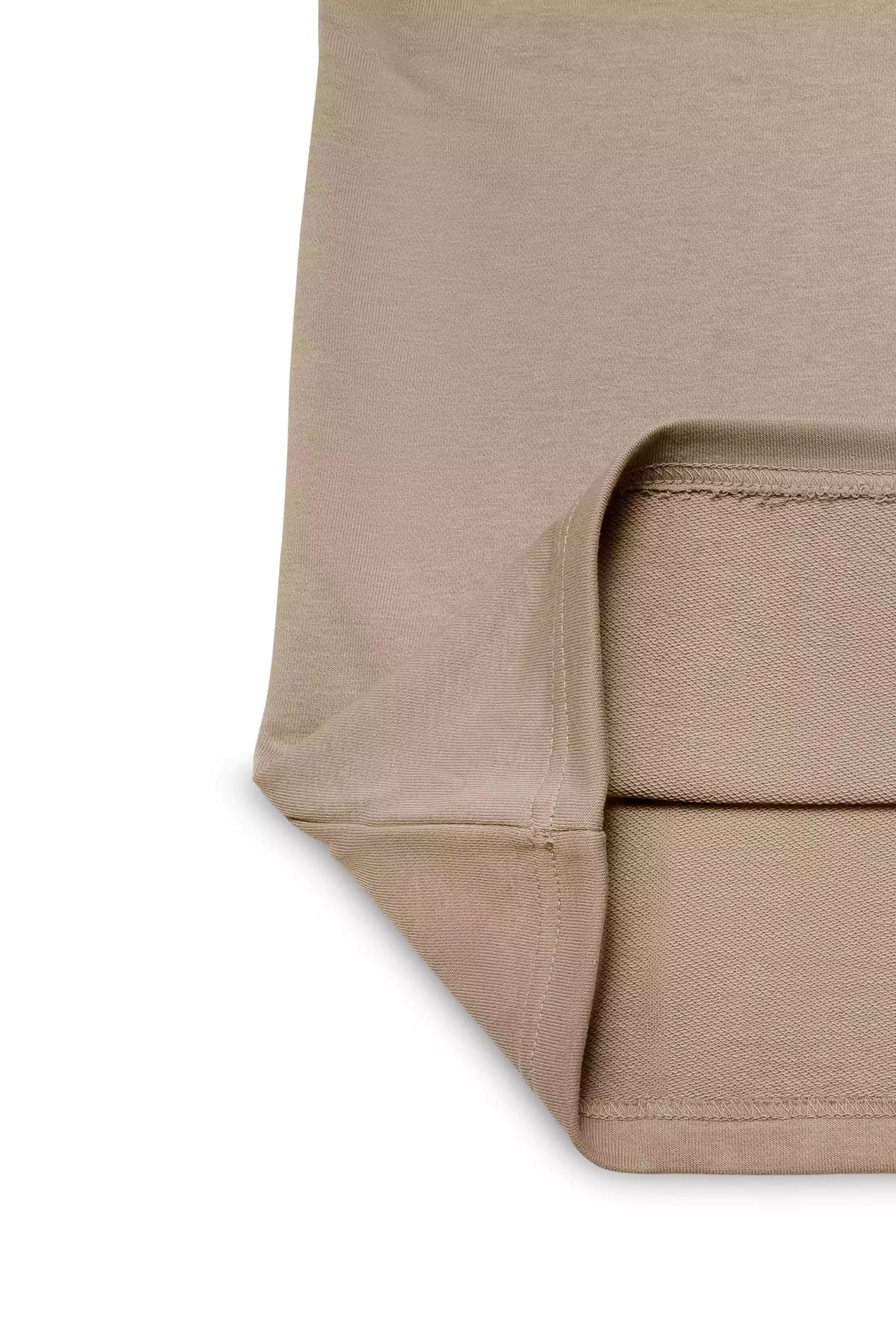 BASIC TYPOGRAPHY CAMEL BROWN OVERSIZED T-SHIRT