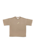BASIC TYPOGRAPHY CAMEL BROWN OVERSIZED T-SHIRT
