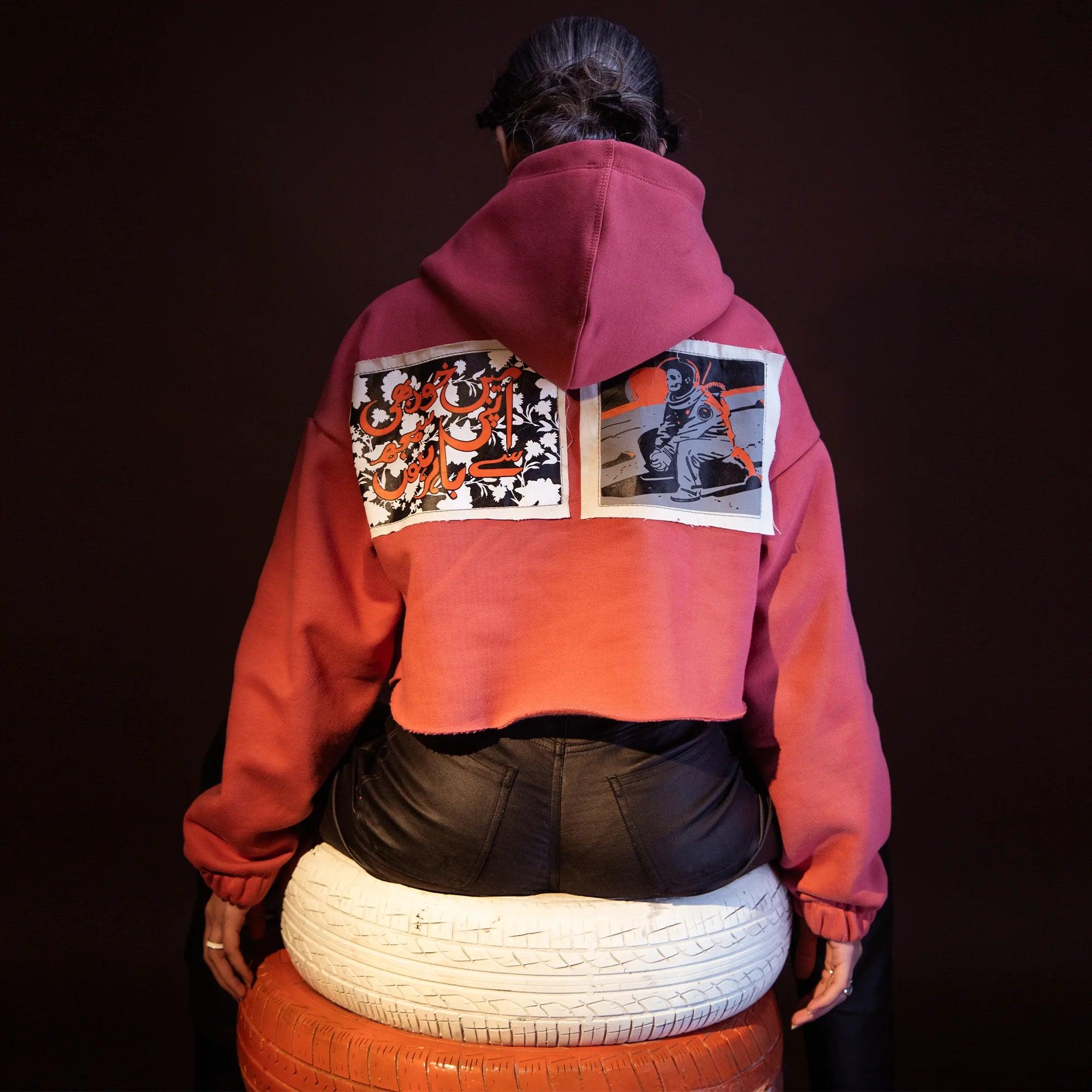“GUMSHUDA” Faded Rose Pink Cropped Hoodie - SIFAR