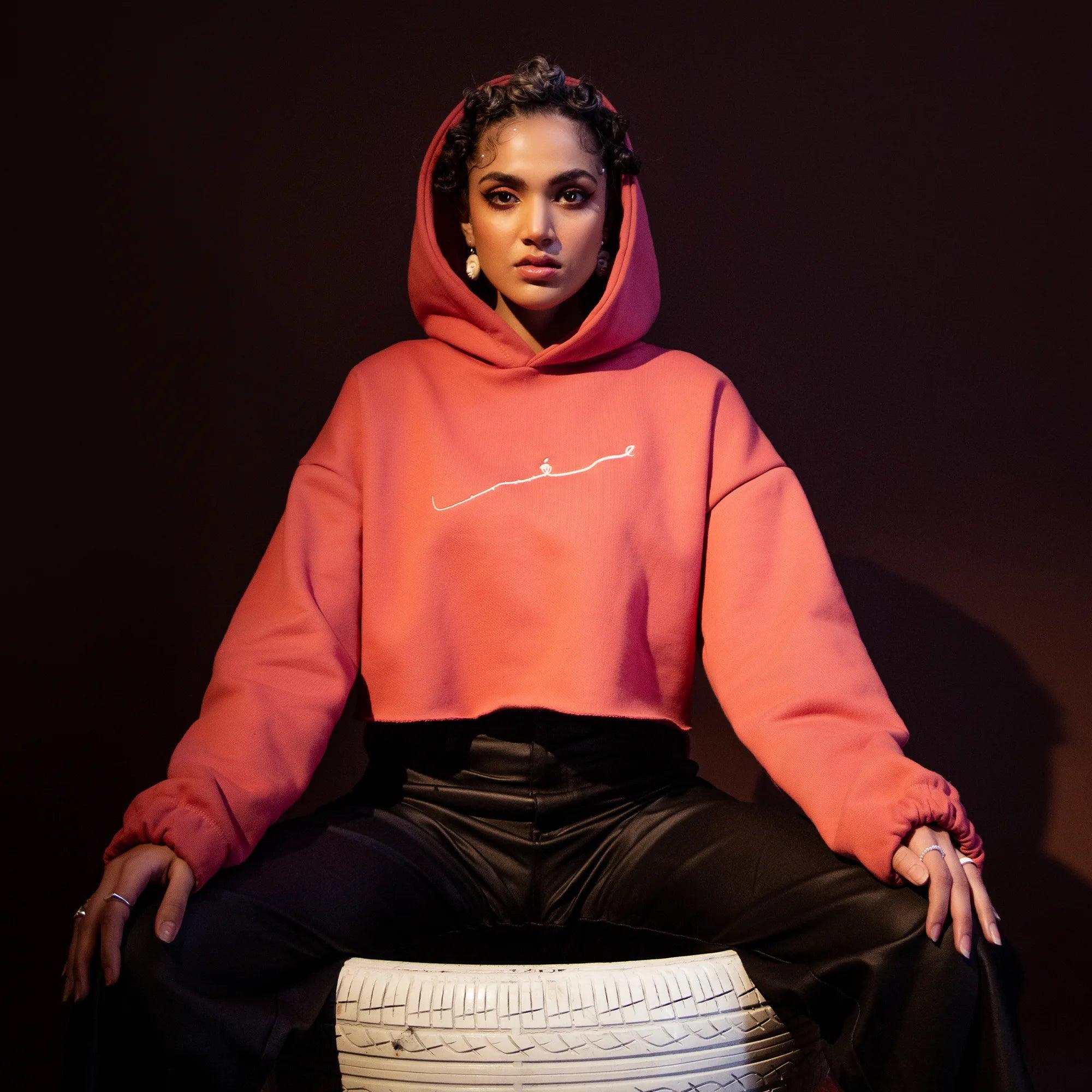 “GUMSHUDA” Faded Rose Pink Cropped Hoodie - SIFAR