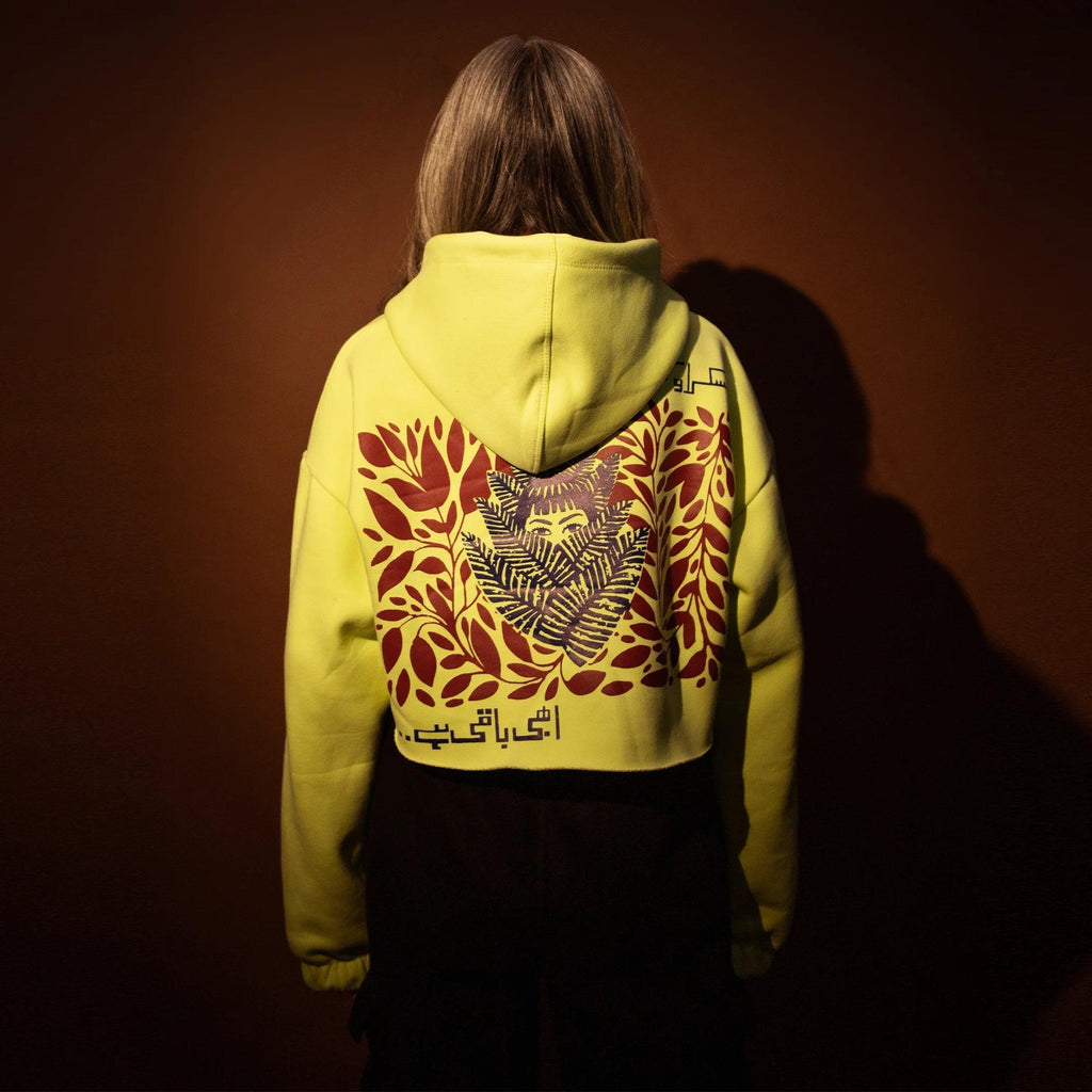 “MUSKRAO” Lime Yellow Cropped Hoodie - SIFAR