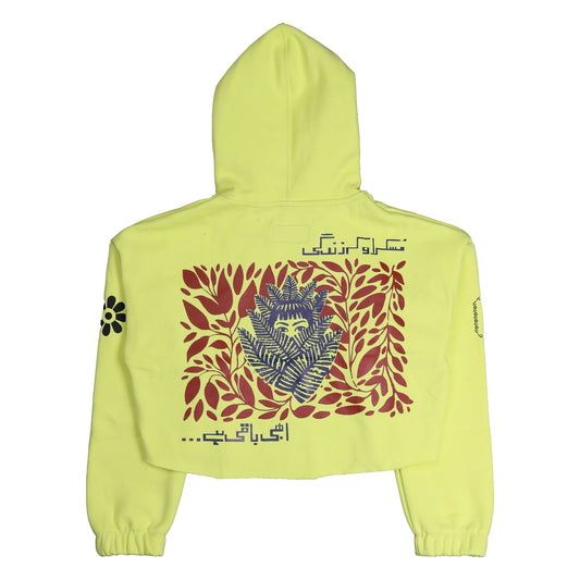 “MUSKRAO” Lime Yellow Cropped Hoodie