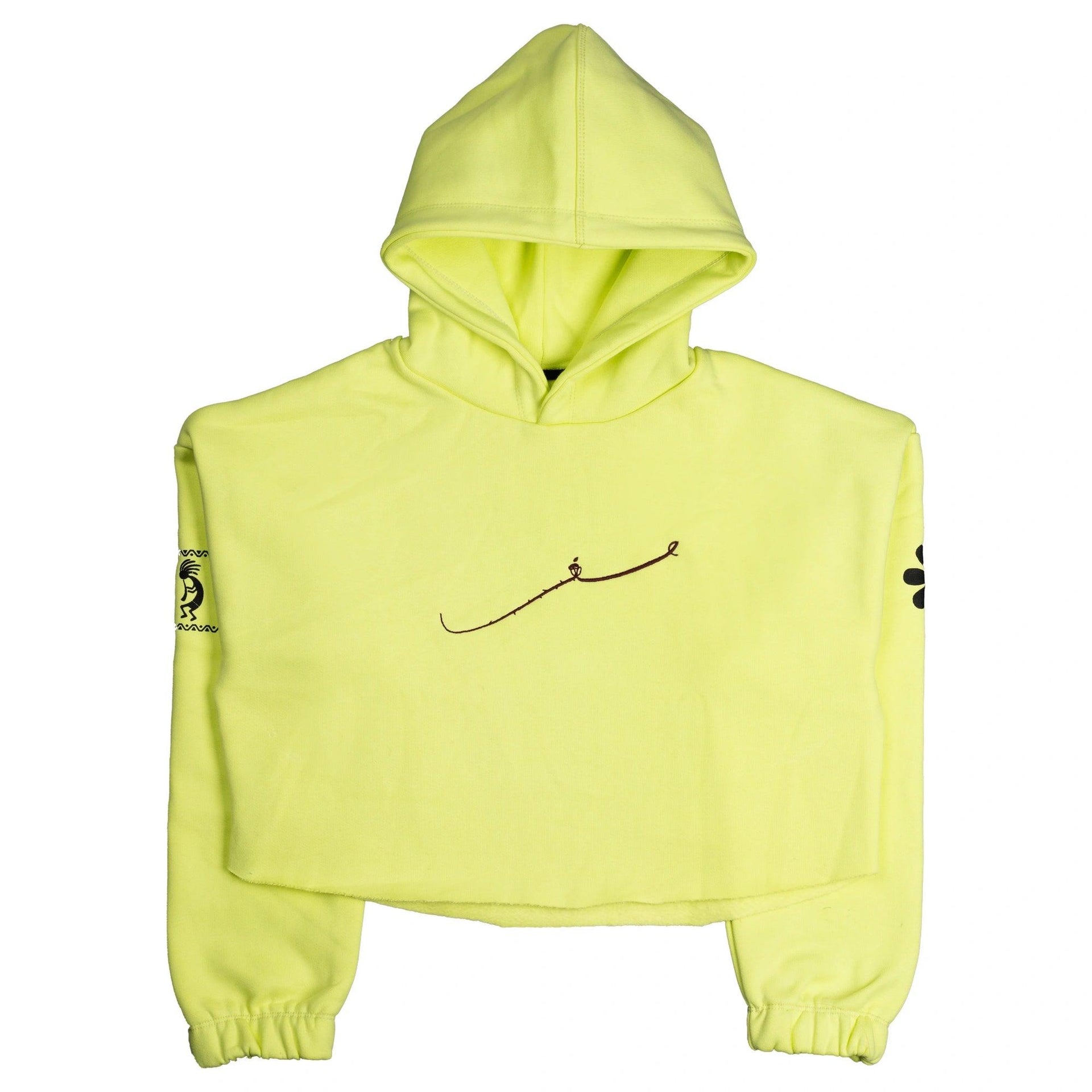 Neon yellow cropped hoodie best sale