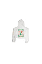 “BEAUTY AND DESTRUCTION” MILKY WHITE CROPPED HOODIE