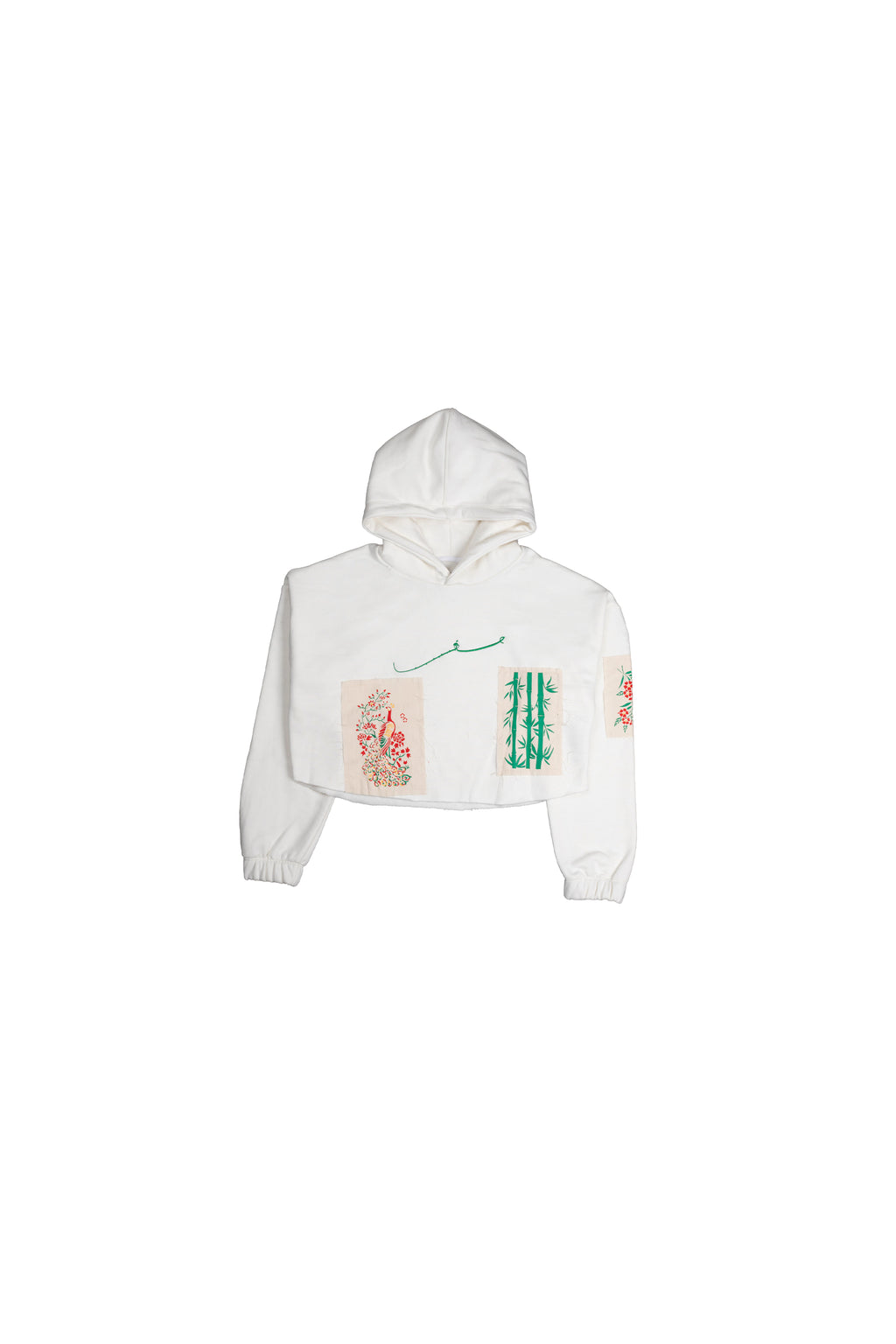“BEAUTY AND DESTRUCTION” MILKY WHITE CROPPED HOODIE