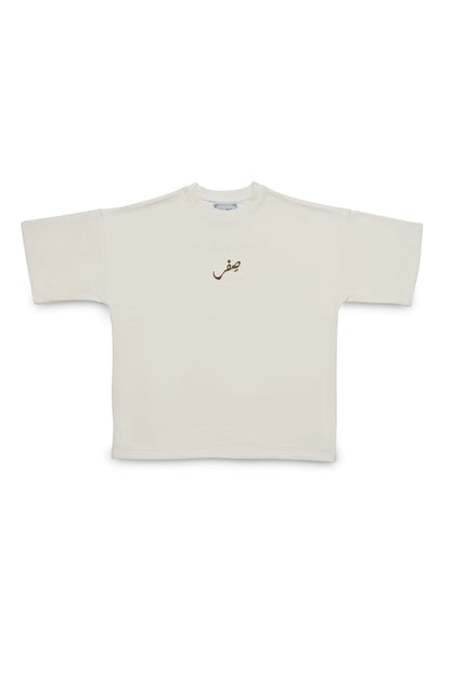 BASIC TYPOGRAPHY MARSHMALLOW-WHITE OVERSIZED T-SHIRT