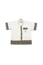 TEXTURED OFF-WHITE BLOCK PRINTED CUBAN SHIRT